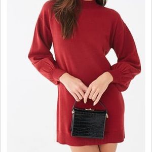 Forever 21-MOCK NECK SWEATER DRESS BURGUNDY. L